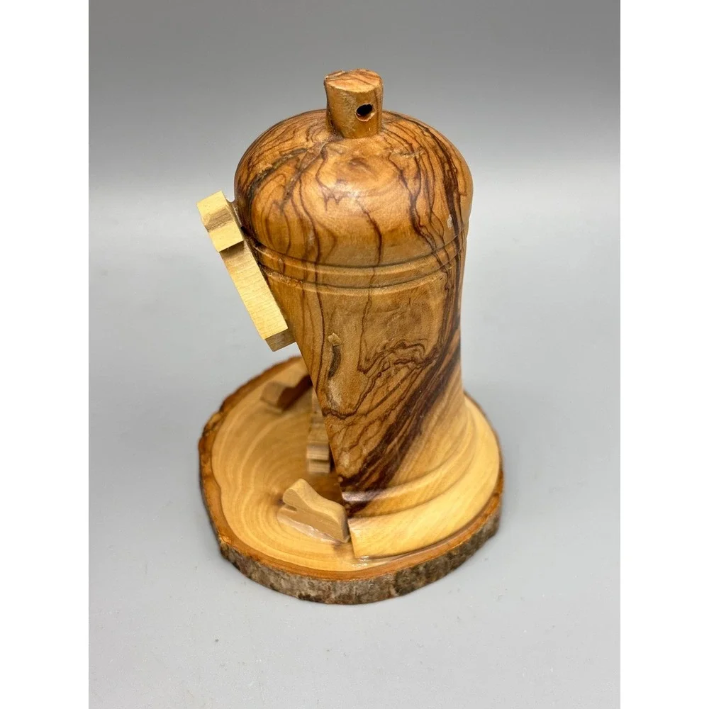 Handmade Olive Wood Nativity Scene Bell Christmas Ornament Holy Family - Picture 3 of 5